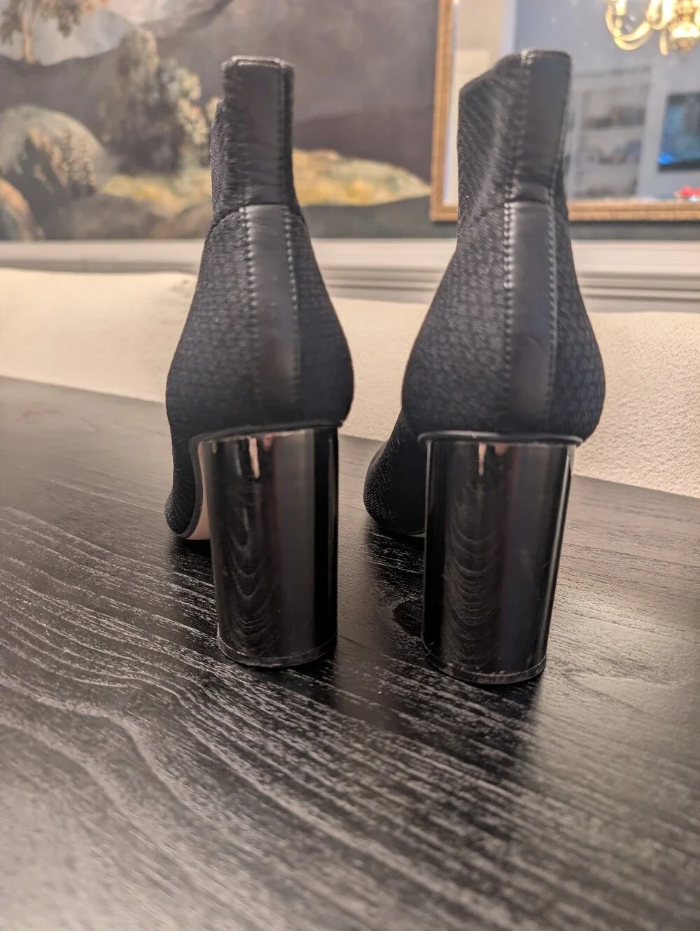 Zara stretch graphite heel